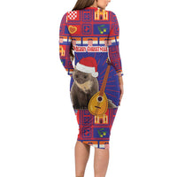 Croatia Christmas Long Sleeve Bodycon Dress Kuna Zlatica Merry Xmas - Wonder Print Shop