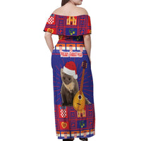 Croatia Christmas Off Shoulder Maxi Dress Kuna Zlatica Merry Xmas - Wonder Print Shop