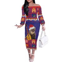 Croatia Christmas Off The Shoulder Long Sleeve Dress Kuna Zlatica Merry Xmas - Wonder Print Shop