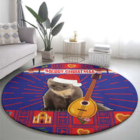 Croatia Christmas Round Carpet Kuna Zlatica Merry Xmas