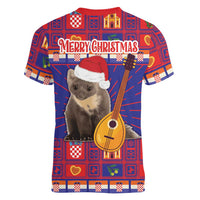 Croatia Christmas Women V-Neck T-Shirt Kuna Zlatica Merry Xmas - Wonder Print Shop