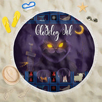 Iceland Christmas Beach Blanket Yule Cat Christmas Lightning Art - Wonder Print Shop