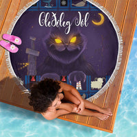 Iceland Christmas Beach Blanket Yule Cat Christmas Lightning Art - Wonder Print Shop