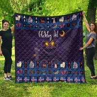 Iceland Christmas Quilt Yule Cat Christmas Lightning Art - Wonder Print Shop