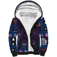 Iceland Christmas Sherpa Hoodie Yule Cat Christmas Lightning Art - Wonder Print Shop