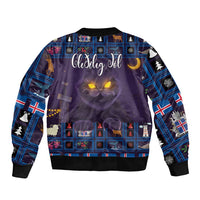 Iceland Christmas Sleeve Zip Bomber Jacket Yule Cat Christmas Lightning Art - Wonder Print Shop