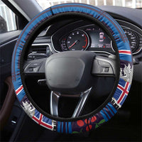 Iceland Christmas Steering Wheel Cover Yule Cat Christmas Lightning Art - Wonder Print Shop