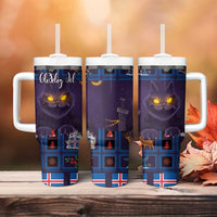 Iceland Christmas Tumbler With Handle Yule Cat Christmas Lightning Art - Wonder Print Shop