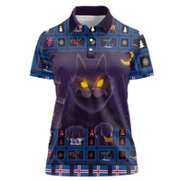 Iceland Christmas Women Polo Shirt Yule Cat Christmas Lightning Art - Wonder Print Shop