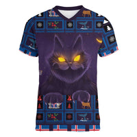 Iceland Christmas Women V-Neck T-Shirt Yule Cat Christmas Lightning Art - Wonder Print Shop