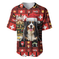 Merry Christmas Bernese Mountain Dog Baseball Jersey Switzerland Symbols - Lightning Art - Wonder Print Shop