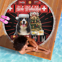 Merry Christmas Bernese Mountain Dog Beach Blanket Switzerland Symbols - Lightning Art - Wonder Print Shop