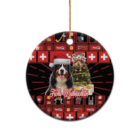 Merry Christmas Bernese Mountain Dog Ceramic Ornament Switzerland Symbols - Lightning Art - Wonder Print Shop