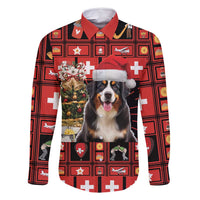 Merry Christmas Bernese Mountain Dog Family Matching Long Sleeve Bodycon Dress and Hawaiian Shirt Switzerland Symbols - Lightning Art - Wonder Print Shop
