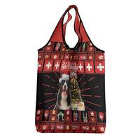 Merry Christmas Bernese Mountain Dog Grocery Bag Switzerland Symbols - Lightning Art