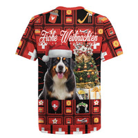 Merry Christmas Bernese Mountain Dog Rugby Jersey Switzerland Symbols - Lightning Art - Wonder Print Shop