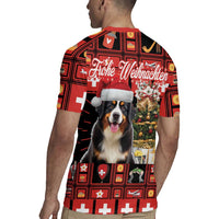 Merry Christmas Bernese Mountain Dog Rugby Jersey Switzerland Symbols - Lightning Art - Wonder Print Shop
