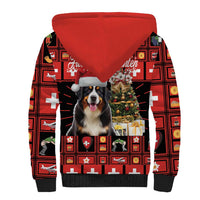 Merry Christmas Bernese Mountain Dog Sherpa Hoodie Switzerland Symbols - Lightning Art - Wonder Print Shop