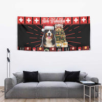 Merry Christmas Bernese Mountain Dog Tapestry Switzerland Symbols - Lightning Art - Wonder Print Shop