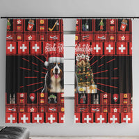 Merry Christmas Bernese Mountain Dog Window Curtain Switzerland Symbols - Lightning Art - Wonder Print Shop