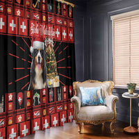Merry Christmas Bernese Mountain Dog Window Curtain Switzerland Symbols - Lightning Art - Wonder Print Shop