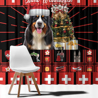 Merry Christmas Bernese Mountain Dog Window Curtain Switzerland Symbols - Lightning Art - Wonder Print Shop
