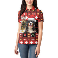 Merry Christmas Bernese Mountain Dog Women Polo Shirt Switzerland Symbols - Lightning Art - Wonder Print Shop
