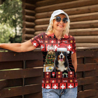 Merry Christmas Bernese Mountain Dog Women Polo Shirt Switzerland Symbols - Lightning Art - Wonder Print Shop