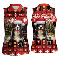 Merry Christmas Bernese Mountain Dog Women Sleeveless Polo Shirt Switzerland Symbols - Lightning Art - Wonder Print Shop
