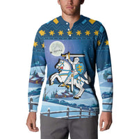 Lithuania Christmas Button Sweatshirt Coat Of Arms Merry Xmas - Wonder Print Shop