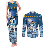 Lithuania Christmas Couples Matching Tank Maxi Dress and Long Sleeve Button Shirt Coat Of Arms Merry Xmas - Wonder Print Shop