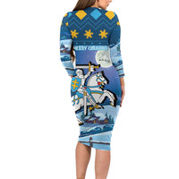 Lithuania Christmas Family Matching Long Sleeve Bodycon Dress and Hawaiian Shirt Coat Of Arms Merry Xmas - Wonder Print Shop