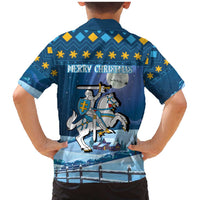 Lithuania Christmas Family Matching Mermaid Dress and Hawaiian Shirt Coat Of Arms Merry Xmas - Wonder Print Shop