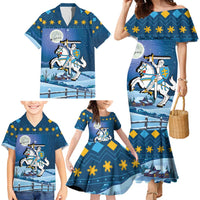 Lithuania Christmas Family Matching Mermaid Dress and Hawaiian Shirt Coat Of Arms Merry Xmas - Wonder Print Shop
