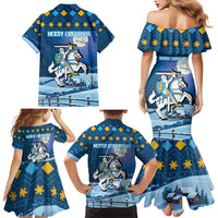 Lithuania Christmas Family Matching Mermaid Dress and Hawaiian Shirt Coat Of Arms Merry Xmas - Wonder Print Shop