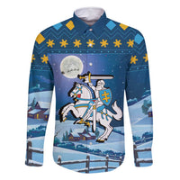 Lithuania Christmas Family Matching Mermaid Dress and Hawaiian Shirt Coat Of Arms Merry Xmas - Wonder Print Shop