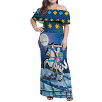 Lithuania Christmas Family Matching Off Shoulder Maxi Dress and Hawaiian Shirt Coat Of Arms Merry Xmas - Wonder Print Shop