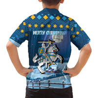 Lithuania Christmas Family Matching Off Shoulder Short Dress and Hawaiian Shirt Coat Of Arms Merry Xmas - Wonder Print Shop