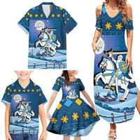 Lithuania Christmas Family Matching Summer Maxi Dress and Hawaiian Shirt Coat Of Arms Merry Xmas - Wonder Print Shop