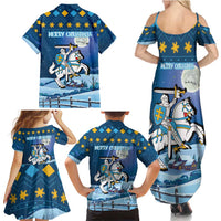 Lithuania Christmas Family Matching Summer Maxi Dress and Hawaiian Shirt Coat Of Arms Merry Xmas - Wonder Print Shop