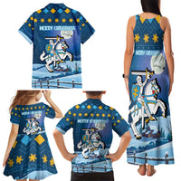 Lithuania Christmas Family Matching Tank Maxi Dress and Hawaiian Shirt Coat Of Arms Merry Xmas - Wonder Print Shop