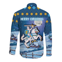 Lithuania Christmas Long Sleeve Button Shirt Coat Of Arms Merry Xmas - Wonder Print Shop
