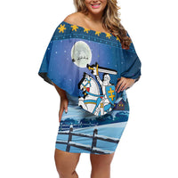 Lithuania Christmas Off Shoulder Short Dress Coat Of Arms Merry Xmas - Wonder Print Shop