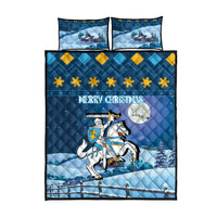Lithuania Christmas Quilt Bed Set Coat Of Arms Merry Xmas - Wonder Print Shop