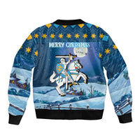 Lithuania Christmas Sleeve Zip Bomber Jacket Coat Of Arms Merry Xmas - Wonder Print Shop