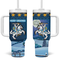 Lithuania Christmas Tumbler With Handle Coat Of Arms Merry Xmas - Wonder Print Shop