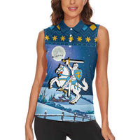 Lithuania Christmas Women Sleeveless Polo Shirt Coat Of Arms Merry Xmas - Wonder Print Shop