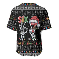 Six Seven Funny Skeleton Fingers Christmas Baseball Jersey Creepy Santa Skeleton Hands - Wonder Print Shop