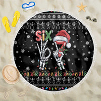 Six Seven Funny Skeleton Fingers Christmas Beach Blanket Creepy Santa Skeleton Hands - Wonder Print Shop