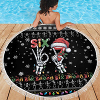 Six Seven Funny Skeleton Fingers Christmas Beach Blanket Creepy Santa Skeleton Hands - Wonder Print Shop
